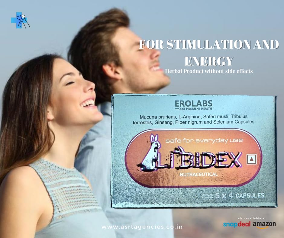 Advertisement for Erolabs Libidex capsules with a couple on a beach