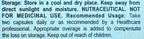 Textual storage instructions and product information on a white background